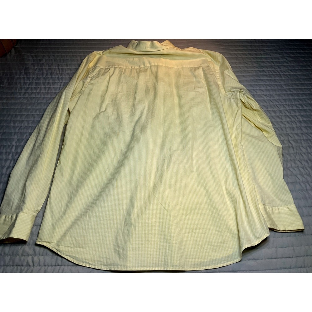 Crown & Ivy Mens Long Sleeve Button Down Cotton Shirt Yellow White Gingham Large - Picture 8 of 8